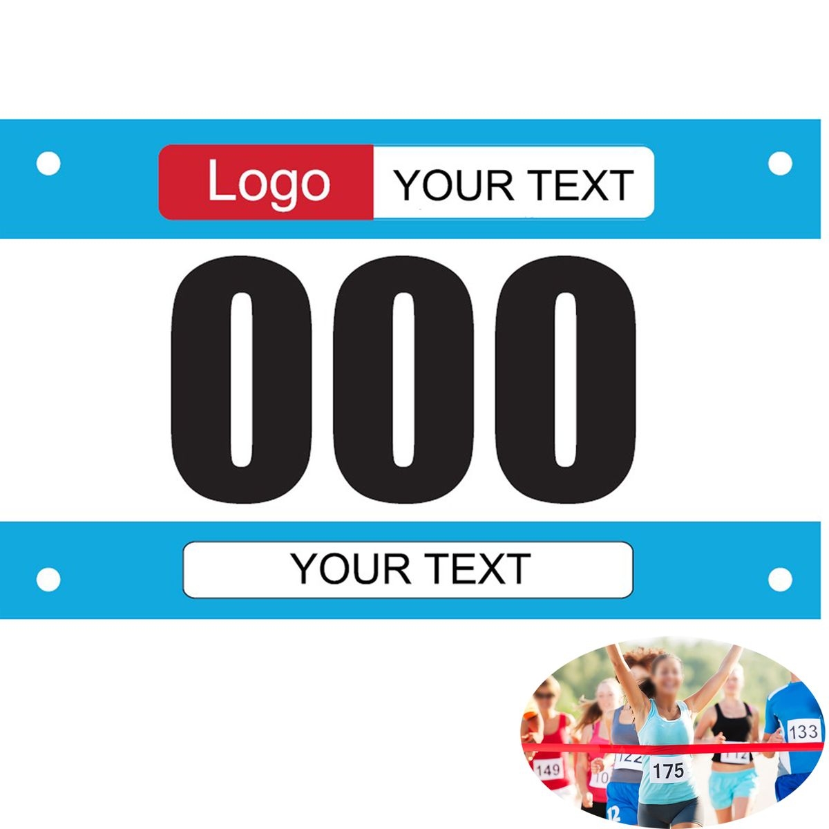 Custom Running Bib Race Number Tag IPWG161D A M Promotions LLC