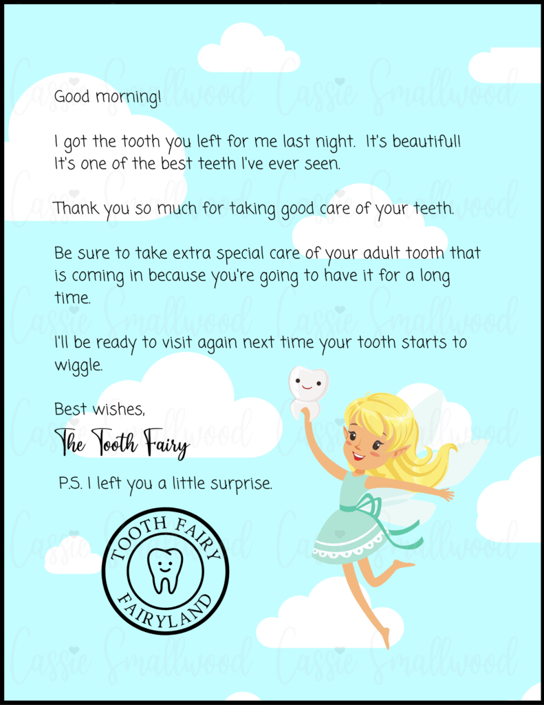 Tooth Fairy Template Free Printable