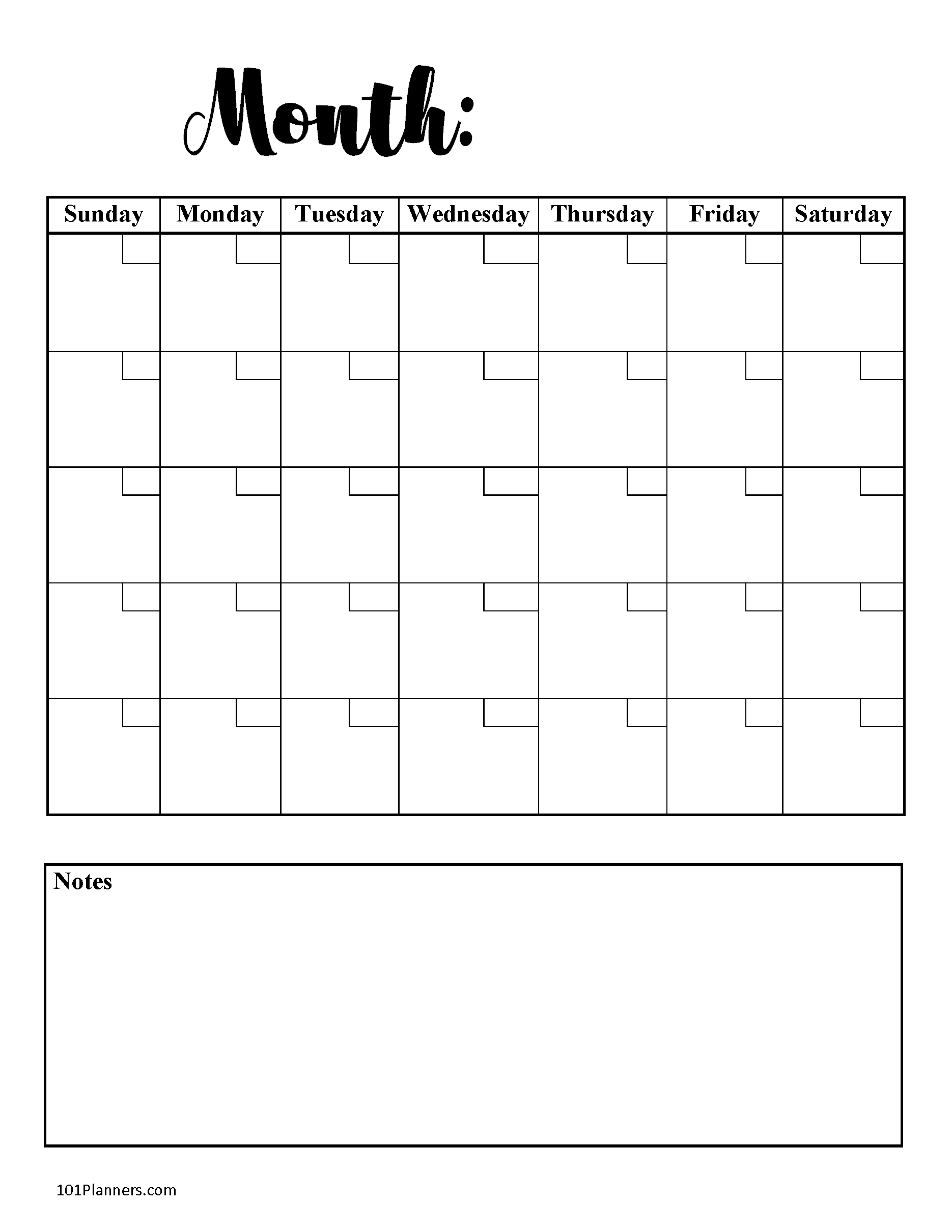 Free Printable Blank Calendar Template