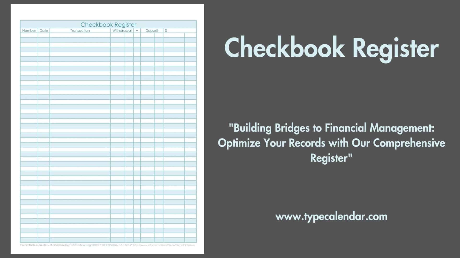 Free Check Register Template Printable