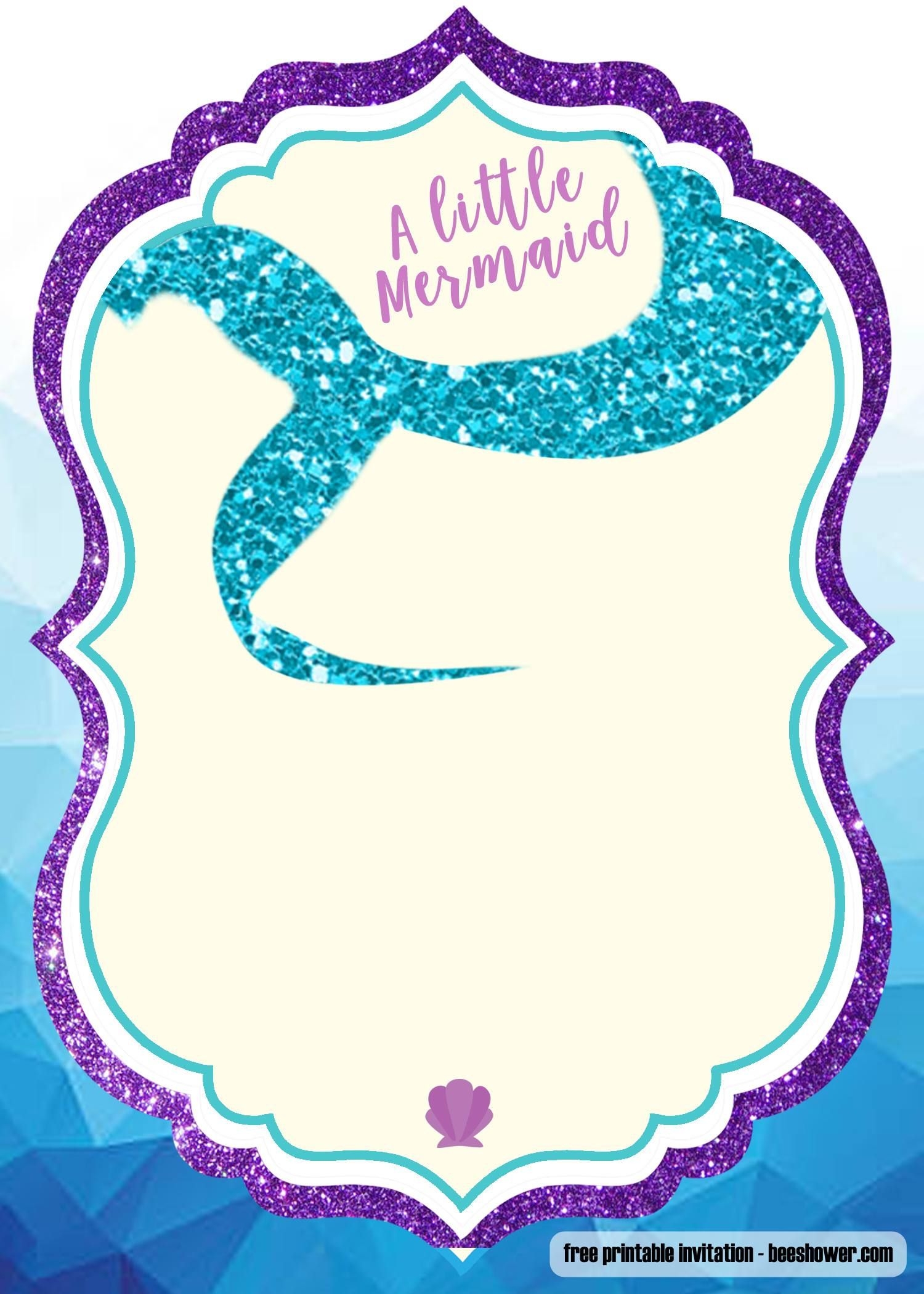 FREE Printable Mermaid Baby Shower Invitation Templates Worksheets Library