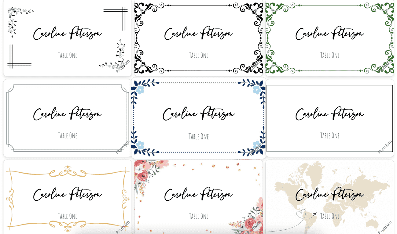 Printable Place Cards Template Word