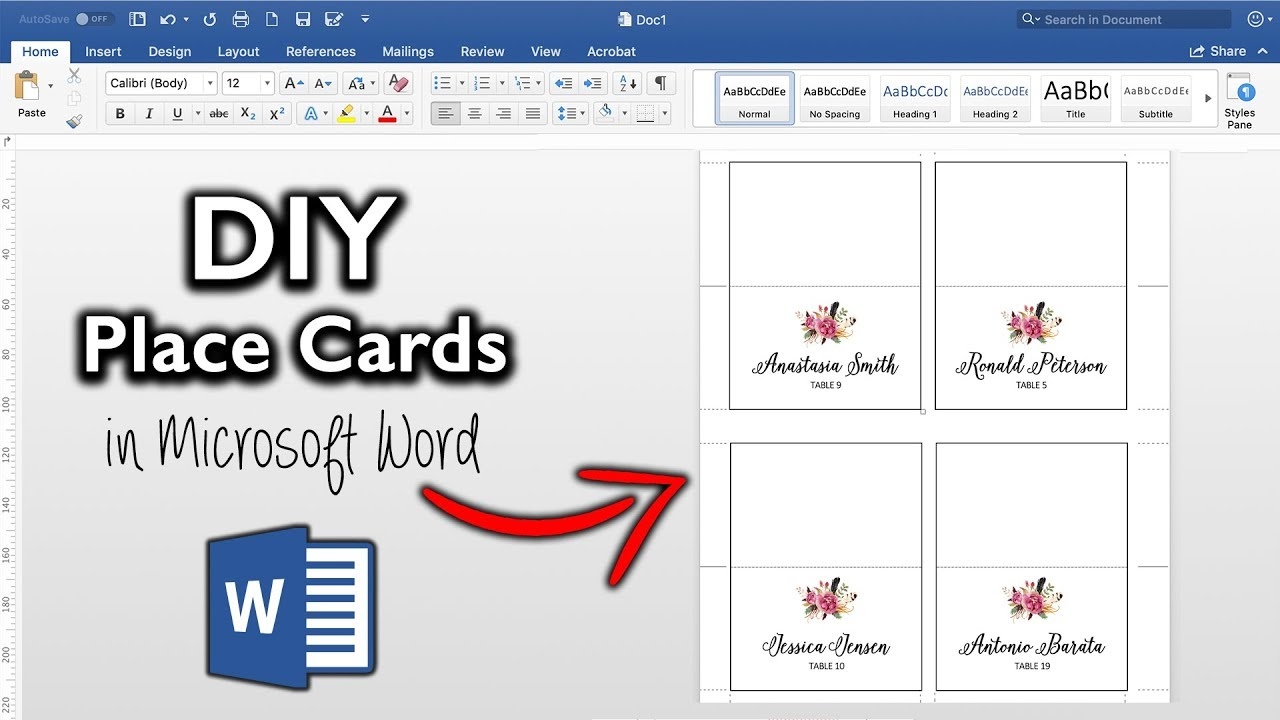 How To Make Place Cards In Microsoft Word DIY Table Cards With Template Worksheets Library