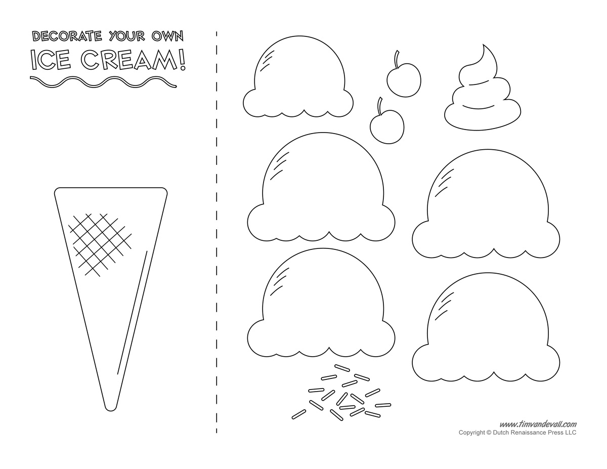 Ice Cream Templates And Coloring Pages For An Ice Cream Party