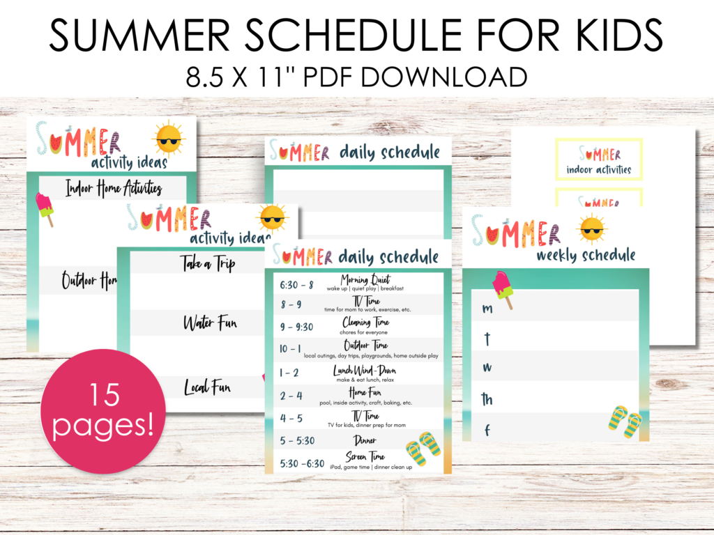 Life Saving Summer Schedule For Kids Printable Templates