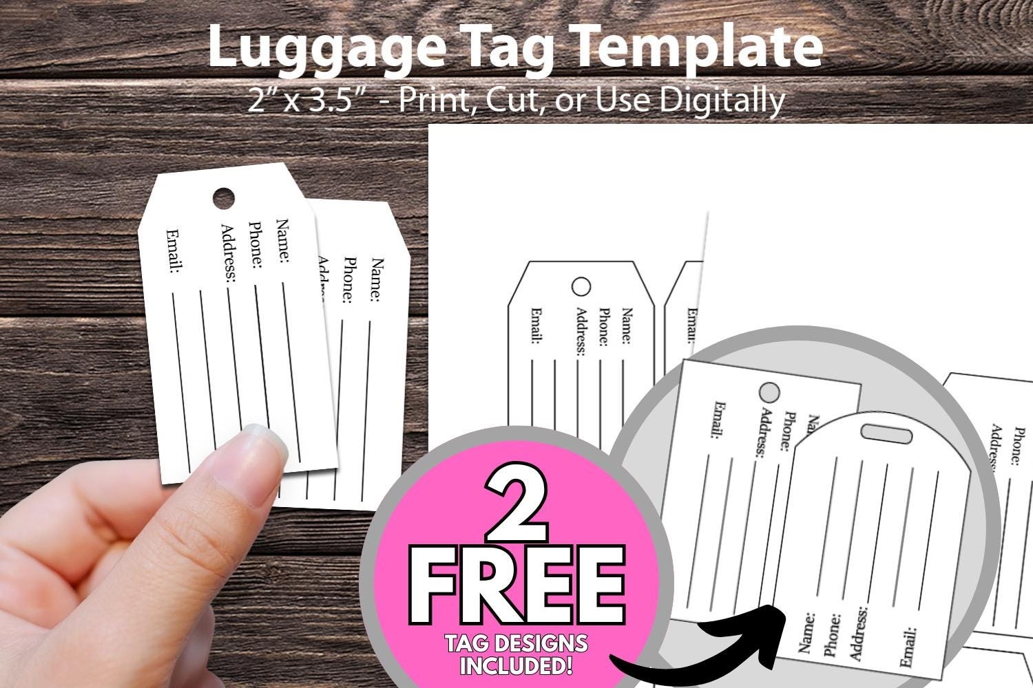 Luggage Tag Template Create Your Own Luggage Tags For Travel Printable Luggage Tags Editable Luggage Tags Blank Luggage Tag 2 Free Tag Etsy