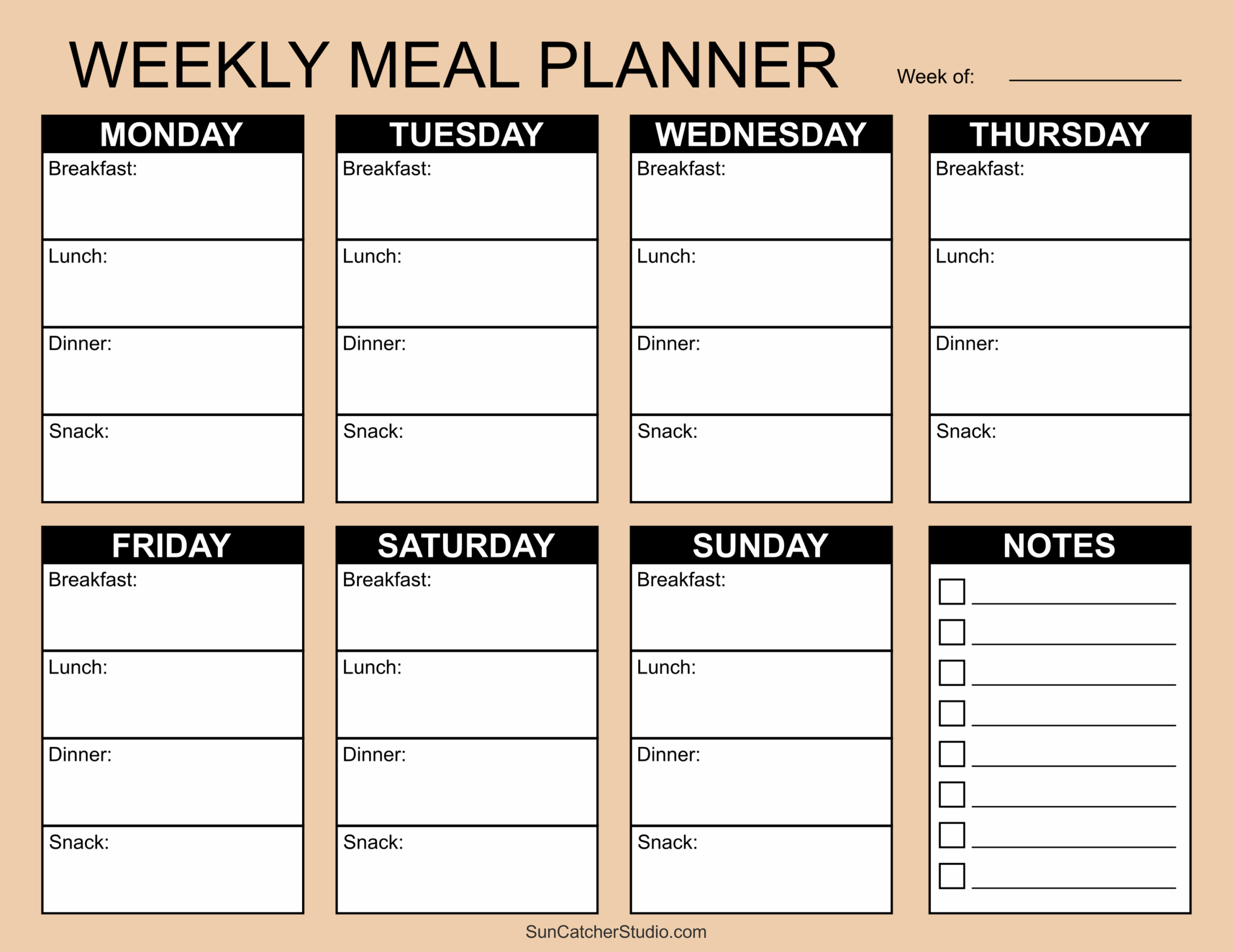 Meal Planners Printable Weekly Menu Templates PDF Free Printables Monograms Design Tools Patterns DIY Projects