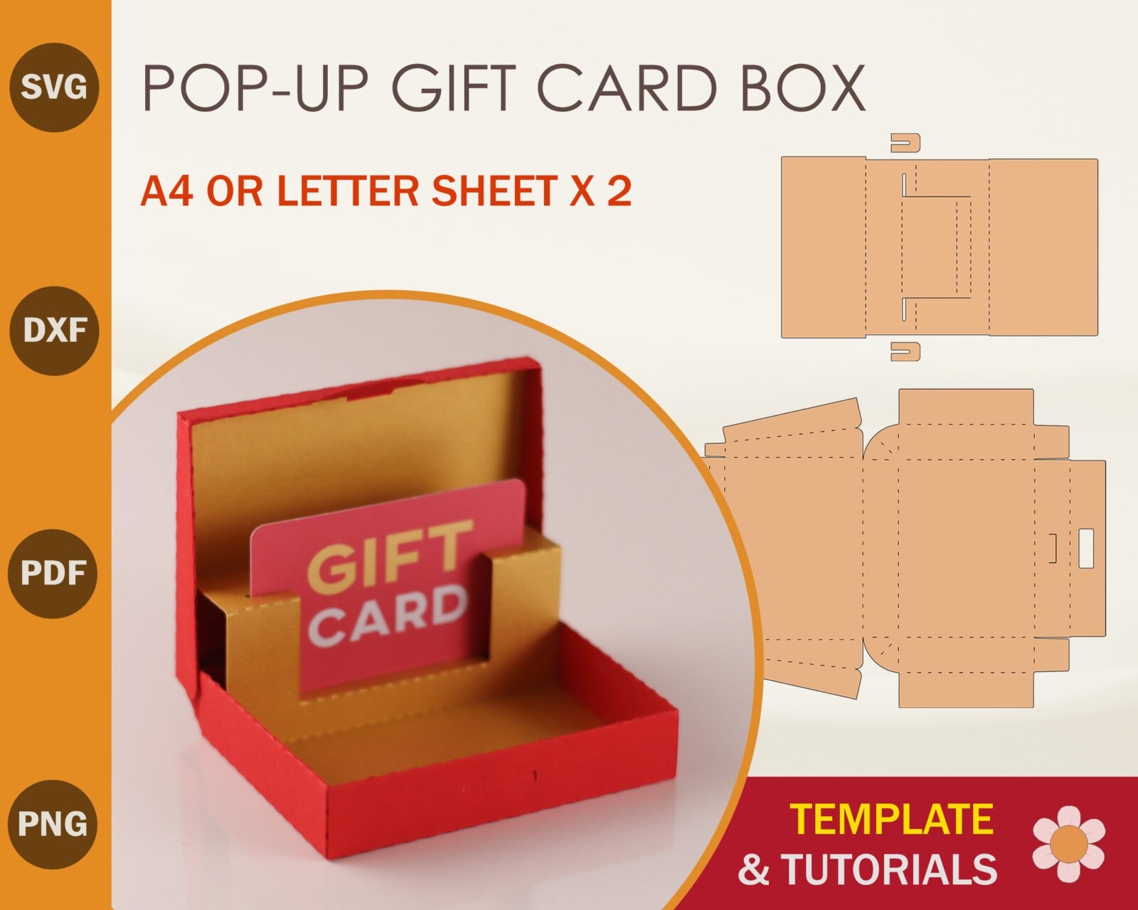 Pop Up Gift Card Box Template SVG DXF PDF PNG Artcrafter