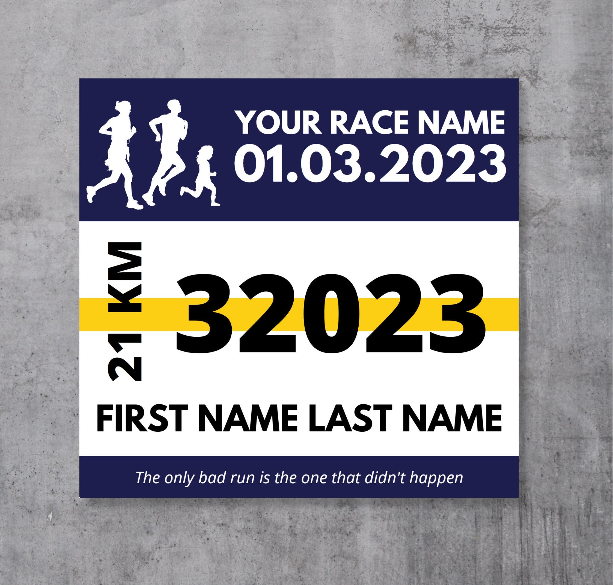 Printable Race Bib Fully Customizable Template Editable Running Worksheets Library