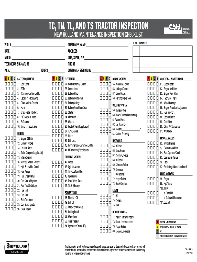Printable Tractor Checklist Template Fill Out Sign Online DocHub