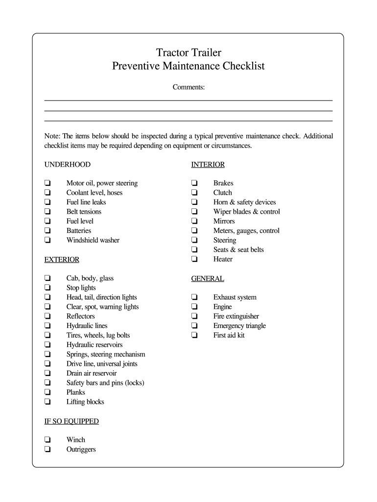 Semi Maintenance Sheet Fill Online Printable Fillable Blank PdfFiller