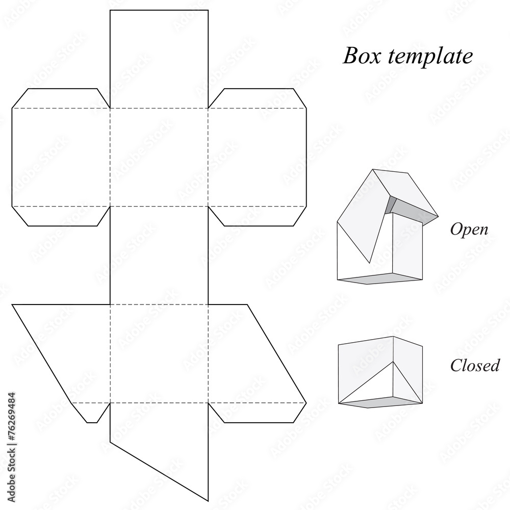 Square Box Template With Lid Stock Vector Adobe Stock