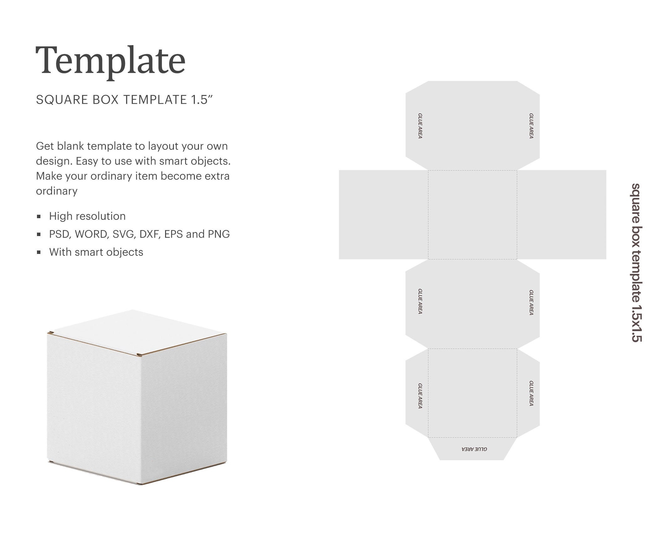 Square Gift Box Template 1 5 x 1 5 Square Paper Box Template Multipurpose Box Cricut Silhouette Silhouette Studio Paper Size Letter Etsy Israel